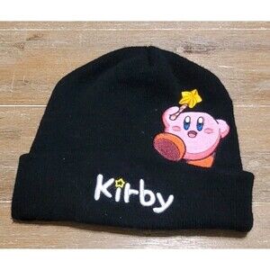 Kirby Peeking With Wand Black Beanie Winter Cap Embroidered Hot Topic